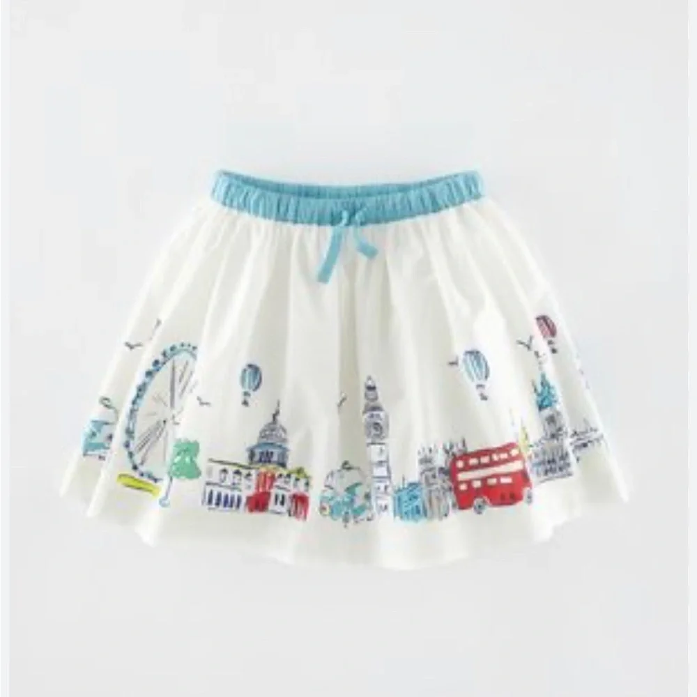 Mini Boden Girls 7-8Y London Themed A-Line Ruffled Mini Skirt w/Adjustable Waist - Picture 1 of 15